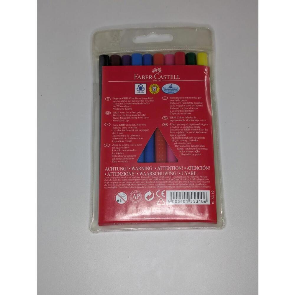 Vintage FABER-CASTELL Grip Colour Fibre-Tip Marker Pen - Set of 10 - Picture 3 of 3